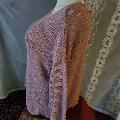 J.Jill  size extra large lavender sweater long sleeves crochet design.see-through