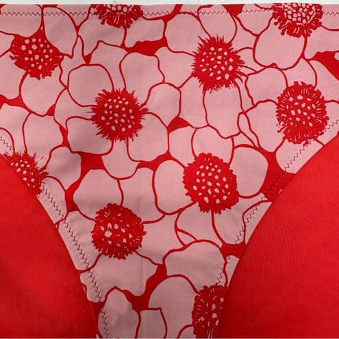 Aerie Size XL Bikini Bottom Red Pink All Over Retro Floral Print Summer NEW