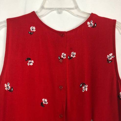 Popsugar  I Red Floral Sleeveless Top 100% Rayon