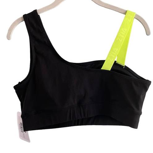 Zyia  Active Black Rêve South Pointe Bikini Swim Top Neon Asymmetrical Sz XL NWT