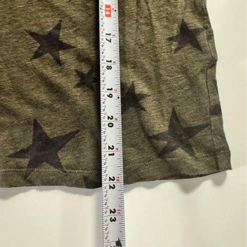 Rails  Cara Sage With Black Stars V Neck T Shirt Linen Lyocell Blend Green small