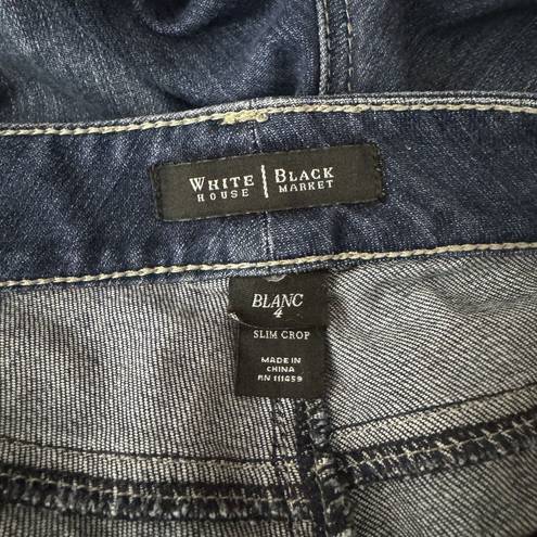 White House | Black Market  Jeans Womens 4 Blue Slim Crop Dark Straight Distressed