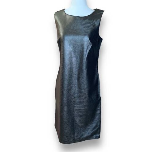 Shelby & Palmer  Dress Black Sleeveless Scoopneck 
Faux Leather Snakeskin Mini