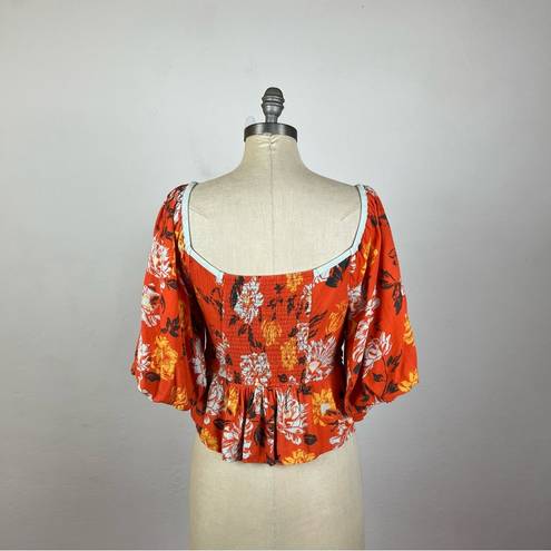 Free People  Mirabella Floral Wrap Front Blouse