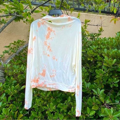 LA Made REVOLVE  Cold Shoulder Sweatshirt in Ivory and Tangerine size S EUC!