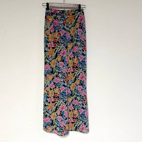 Lulus  Flourishing Beauty Black Floral Print Wide-Leg Pants