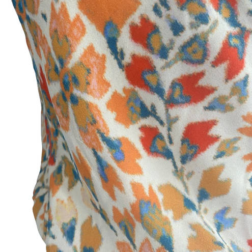 Haute Hippie Orange Blossom Silk Wrap Floral V-Neck Summer Dress Women Sz L