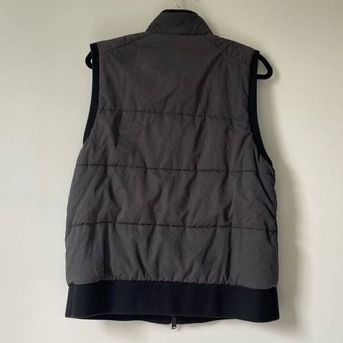 Banana Republic  Black Grey Padded Puffer Classic Zipper Front Vest size Large