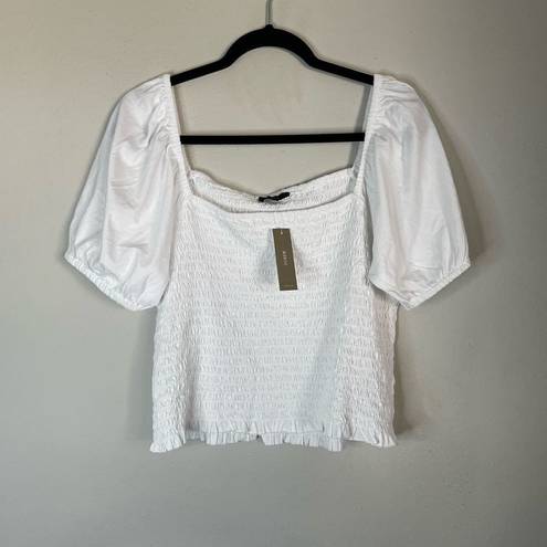 J.Crew  Smocked broken-in jersey cropped top white