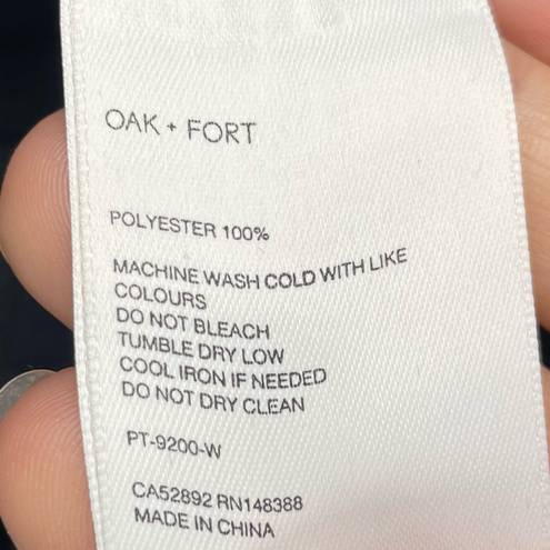 Oak + Fort  Black Satin Flowy Wide Leg Pull On Elastic Waist Pants