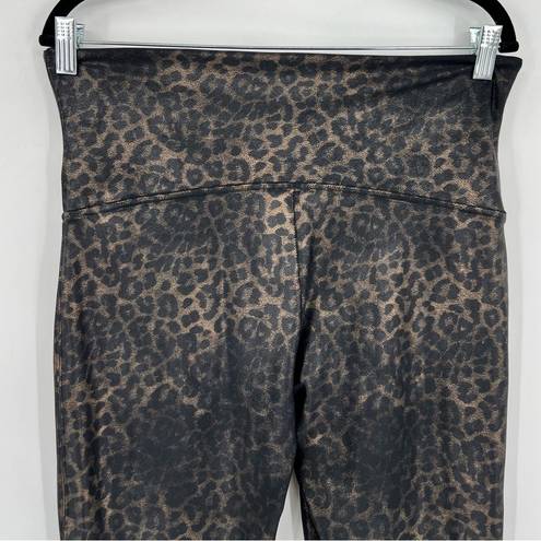 Spanx  Faux Leather Leopard Shine Legging Pants Shapewear Animal Print Size 1X