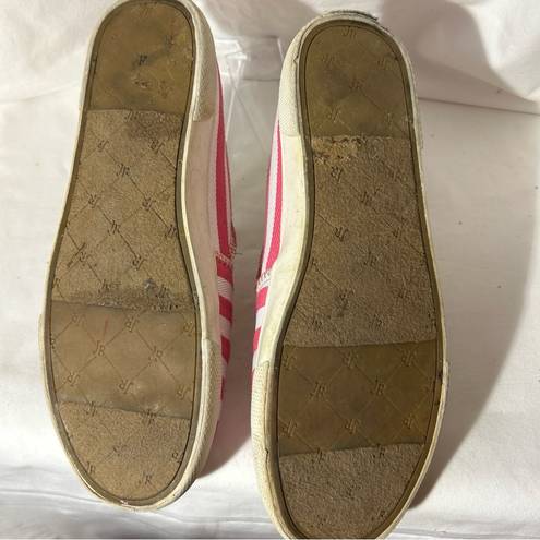 Jack Rogers  Pink & White Canvas Slip onsSize 8-VGUC
