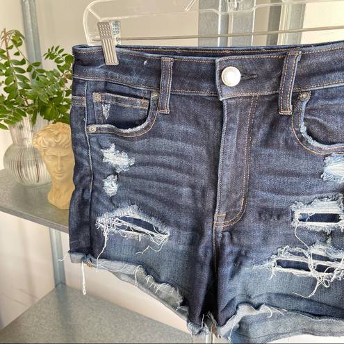 American Eagle  distressed high rise stretch shorts