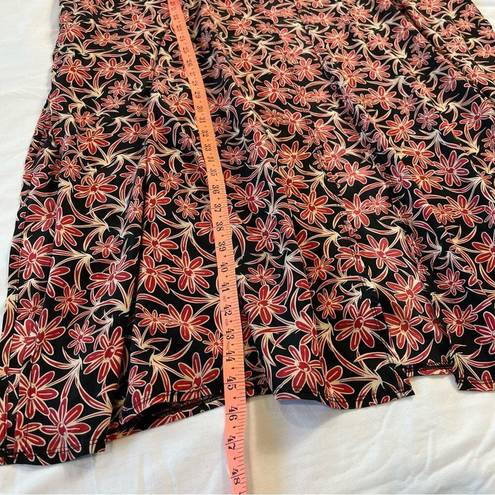 LuLaRoe  Women's Joy Vest XL Black Red Floral Sleeveless Cardigan Duster