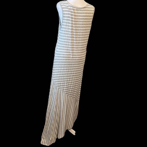 Krass&co NY& grey & white striped sleeveless asymmetrical maxi dress 👗 GUC