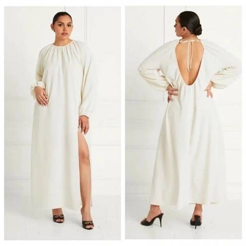 Hill House  Simone Maxi Dress Size Medium Coconut Milk Ivory Open Low Back Crepe