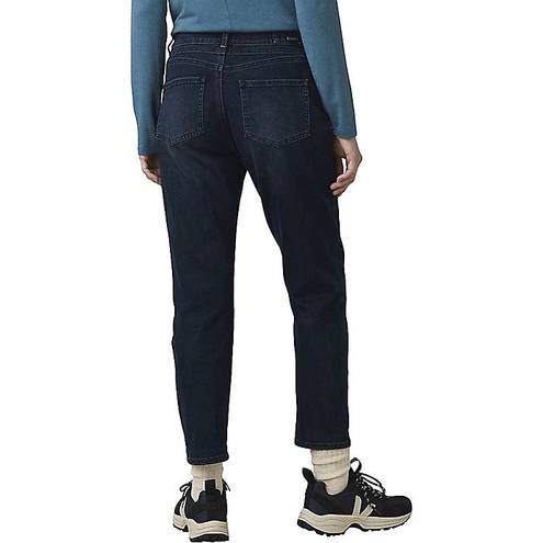 prAna New  Buxton Mid Rise Slim Boyfriend Jeans Stretch Denim Deep Blue Size 14