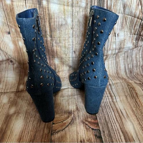 Jessica Simpson Elara Denim Open Toed Studded Booties