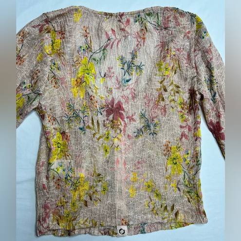 We The Free Angelina Crop Top Sheer Floral Button Front size Medium