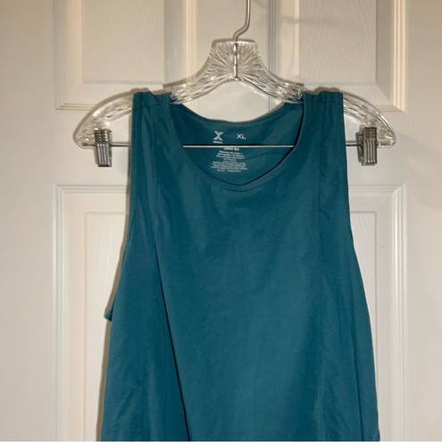 Xersion  Teal Scoop Neck Sleeveless Ruched Side Quick-Dri Tank XL