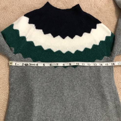 Talbots  Petite Mock Neck Pullover Argyle Fair Isle Chevron Gray Sweater Size P