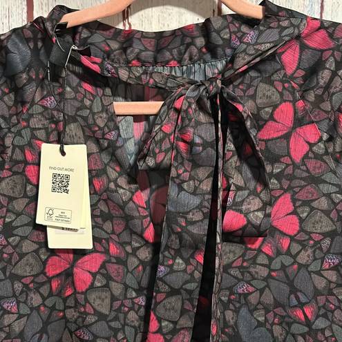 Ted Baker NWT  Heiydii High Neck Satin Butterfly Print Blouse