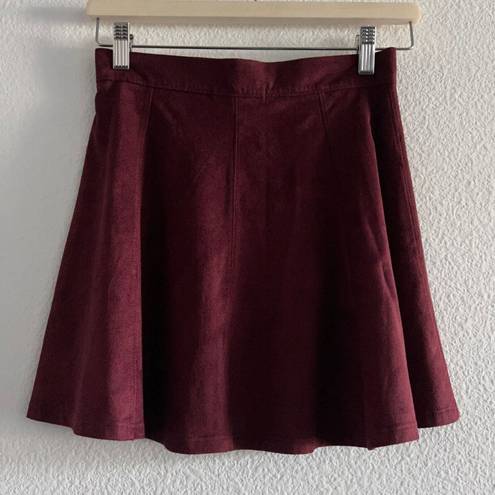 Full Tilt  Skirt Small Burgundy Button Front Mini
