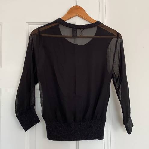 BKE Boutique black embellished cardigan with chiffon sleeves and back.