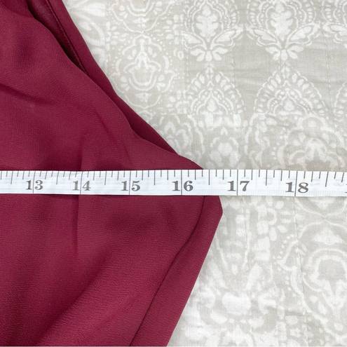 Lush Clothing Lush Burgundy Chiffon Sleeveless Pleated Blouson Mini Skater Dress Medium