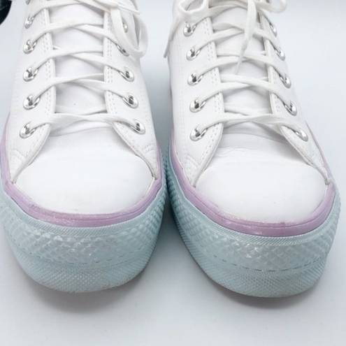 Converse  CTAS Lift Ox Platform Shoes Pastel Glitter Rainbow White Womans US 10.5