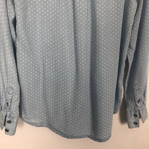 Style & Co . Polka Dot Blue Button Down Women's Shirt Size XS