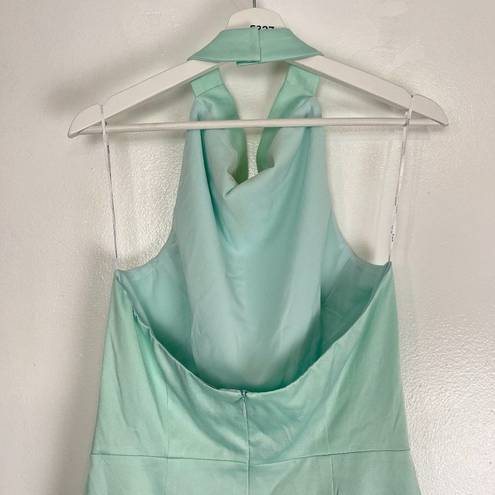 Elliatt  Camo Asymmetric Satin Cocktail Dress in Seafoam Size Large