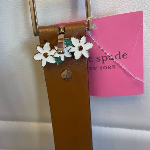 Kate Spade  32 mm Daisy Loop Belt Brown Leather NEW