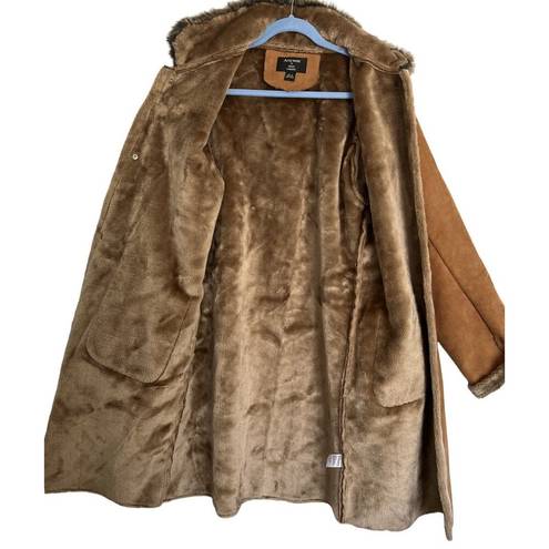 Oleg Cassini  Coat Womens 14 Long Winter Coat Suede Faux Fur Arcticwear
