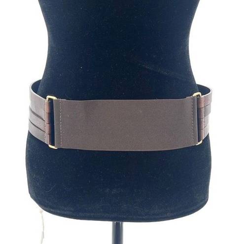 W By Worth  Women's Wide Leather Stretch and Straps Fashion Belt Brown Small