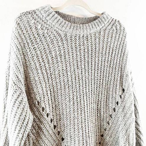 American Eagle Crewneck Pullover Chunky Ribbed Sweater Gray Medium