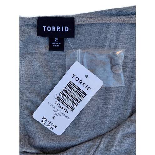 Torrid  Plus Size Gray Jersey Side Cinch Bodycon Midi Sheath Dress NWT 2X