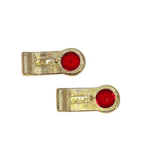 Swavorski Vintage Swarovski Signed SAL Earrings Red and Clear Crystal Gold Pierced