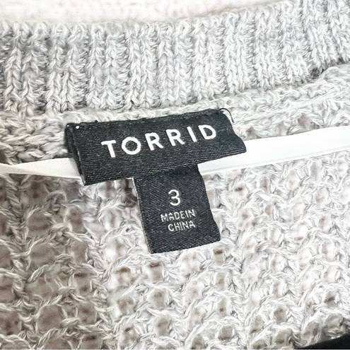 Torrid  Gray Long Sleeve Pointelle Open Knit Cardigan Sweater Size 3X 22-24