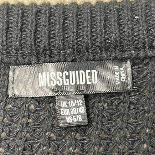 Missguided Misguided: Cropped Knit Black Crewneck Sweater