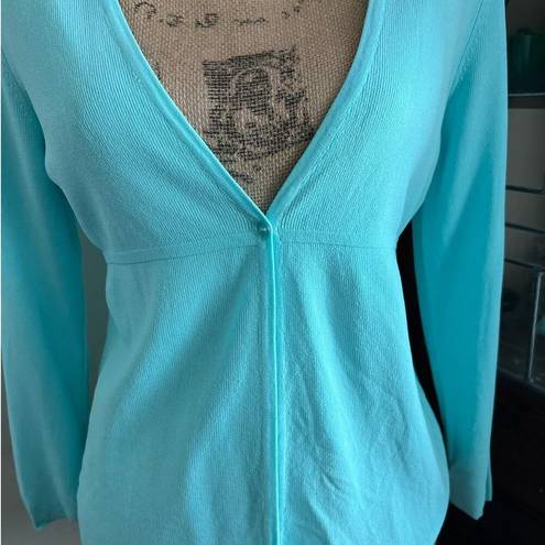 Krass&co Vintage NY& Cardigan Turquoise One Button Long Sleeves Women 90s/Y2K