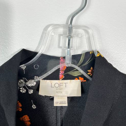 The Loft  Black Multicolored Floral Long Sleeve Bow Tie Neck Chiffon Dress 0 Petite