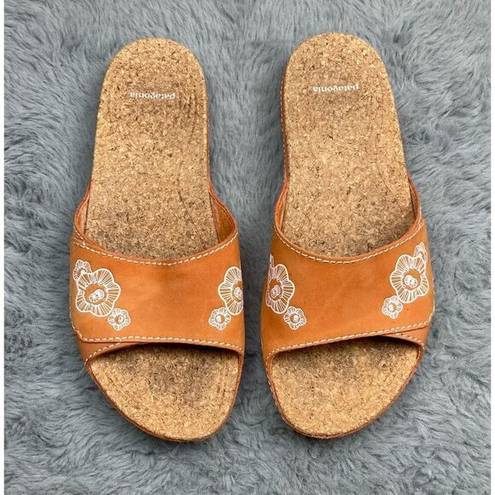 Patagonia  orange swell floral leather slides