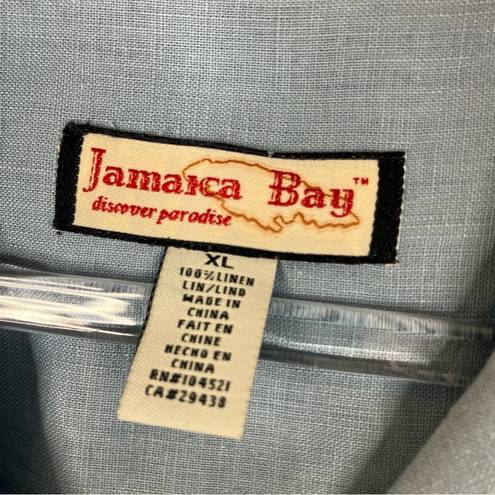 Vintage Blue Jamaica Bay |  100% Linen Casual Short Sleeve Button Shirt XL