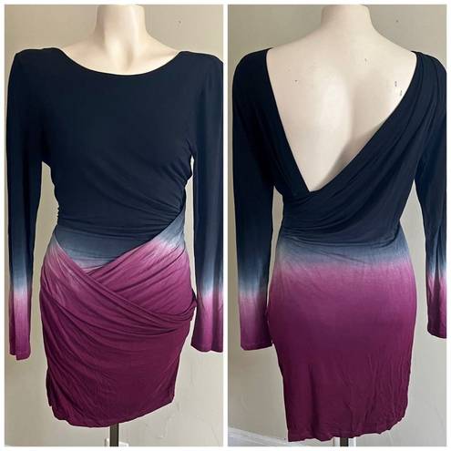 Young Fabulous and Broke  Audrina Drape-Front Dress in Cranberry Ombre tie dye