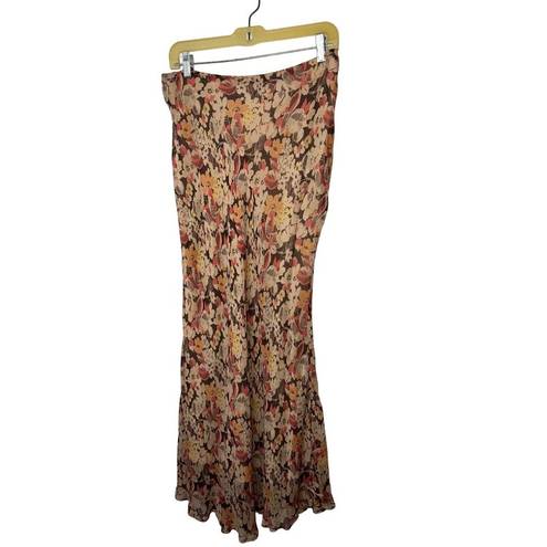 Polo  Ralph Lauren Floral Midi Bias Skirt in Fall Floral Brown 2 Womens Chiffon