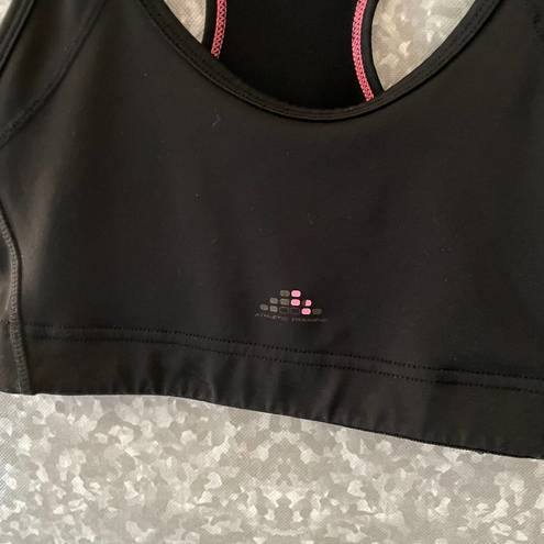 H&M  Sport Athletic Training Black Racerback Sports Bra - Size Small - Pink Trim