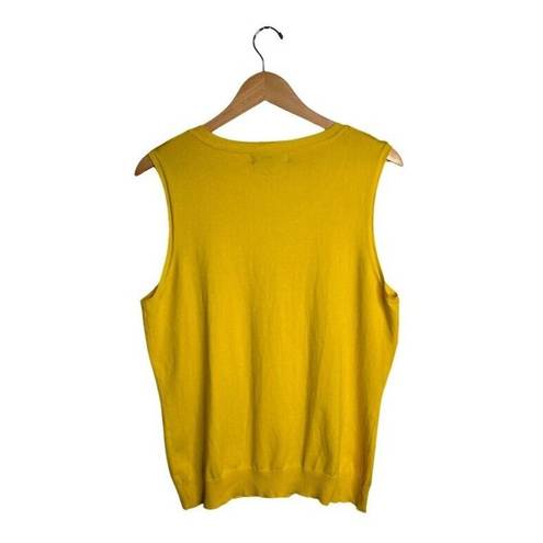 August Silk Top Knit Yellow Shell Viscose Silk Knit Sleeveless Size XL EUC