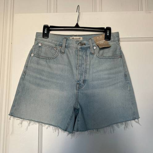 Madewell The Mom Jeans Raw Hem Denim Shorts Size 25 NWT