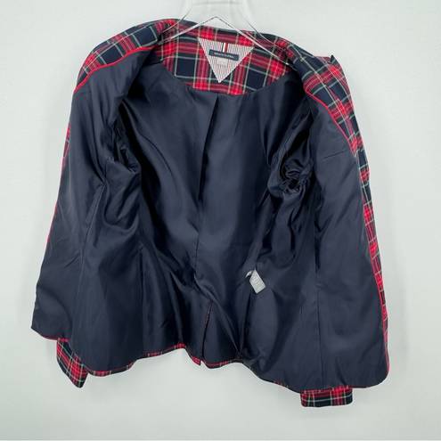 Tommy Hilfiger  red blue plaid single breasted blazer jacket 10